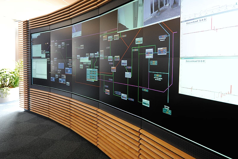 Video-Leinwand in der Dispatching Zentrale